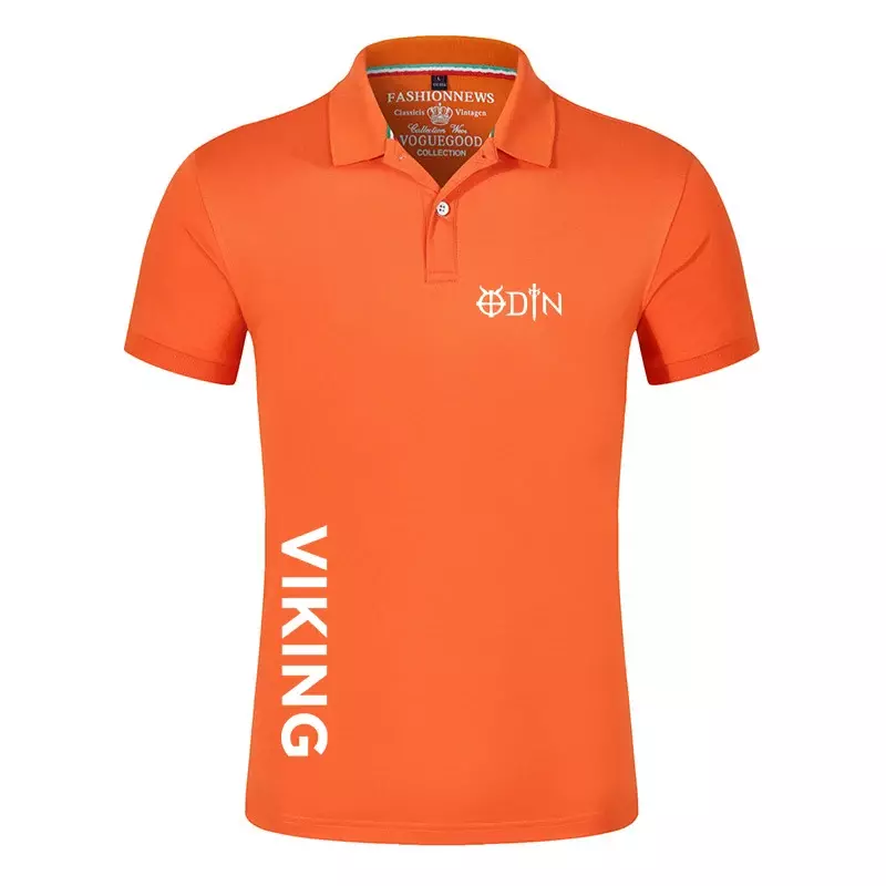 2024 Man Summer New Vikings Odin Warrior Legend Ordinary Lapel Polo Shirt Casual Fashion Solid Color Printing Short Sleeve Tops