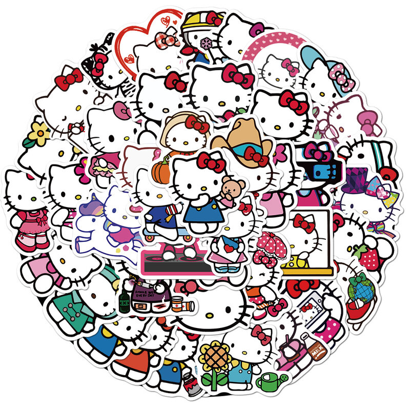 Kawaii Sanrio Adesivos para Crianças, Decalques, Minha Melodia, Kuromi, Hello Kitty, Meninas, DIY, Laptop, Telefone, Diário, Bonito, Desenhos Animados, Adesivo, 50Pcs