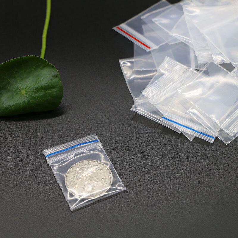Sacos do empacotamento plástico do PE, saco Ziplock, empacotamento da pílula, grosso, selo, joia, 2x3cm, 2.5x3cm, 3.5x5cm, 100 PCes pelo saco