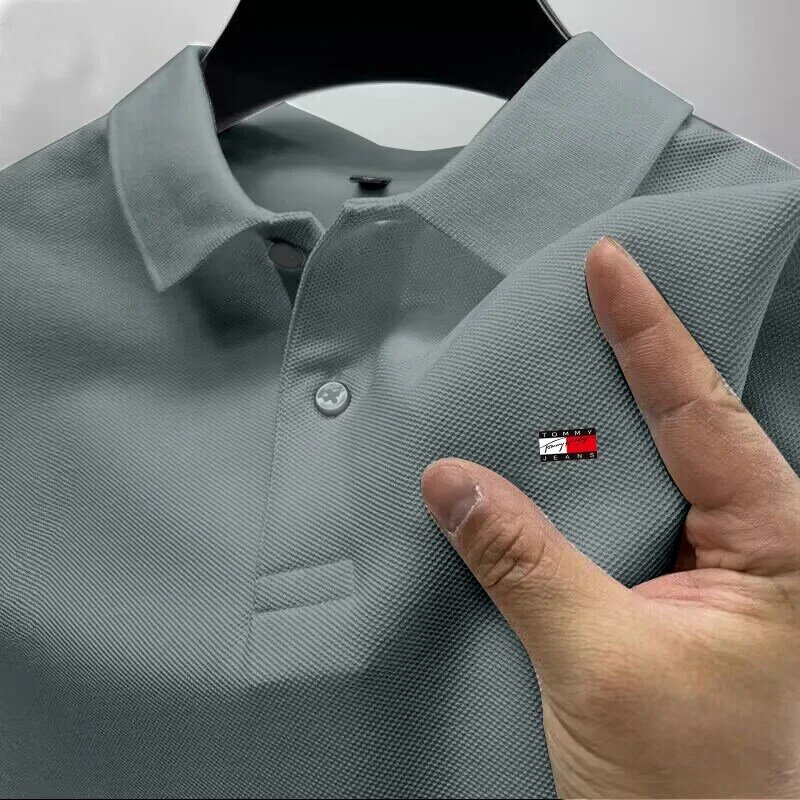 2024 Business Leisure Polo Business Men's Shirt Short sleeved Polo Shirt Summer Street Leisure Fashion Men's Shirt