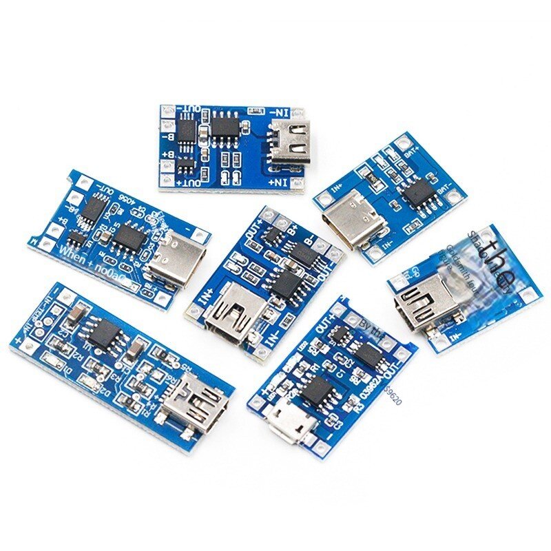 5pcs/New TP4056 1A lithium battery charging board module TYPE-C USB interface charge discharge protection two in one mini DIY