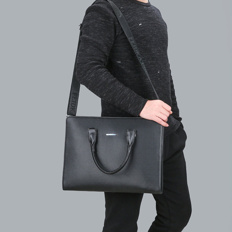 Briefcase Bag For Men Executive Designer Laptop Leather Handbag Shoulder Business Male Messenger Crossbody Square Bag Suitcase