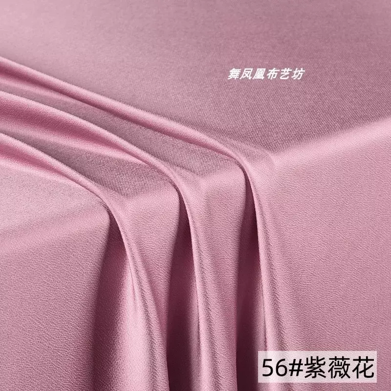 Satin Fabric Glossy By The Meter for Clothing Hanfu Cheongsam Dresses Sewing Bubble Texture Summer Soft Drape Thin Textile Plain