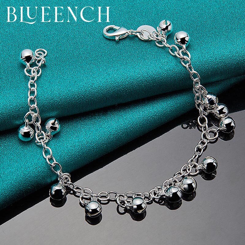 Blueench-pulsera de plata de ley 925 con flecos de campana para mujer, joyería de moda para fiesta con fecha