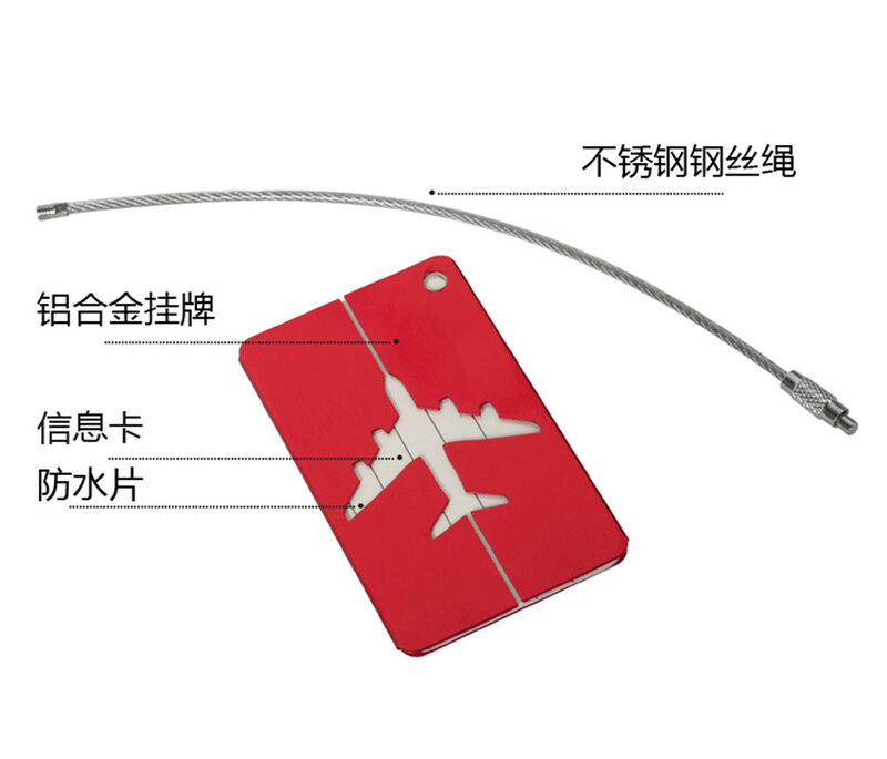Etiqueta de equipaje portátil de aleación de aluminio para avión, soporte de dirección de identificación de maleta, accesorios de viaje