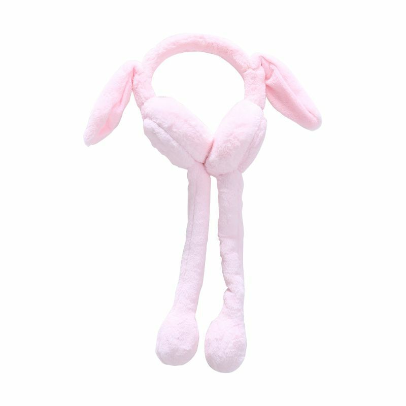 Adult Kids Winter Plush Headband Earmuff with Moving bag Bunny Ears Gift