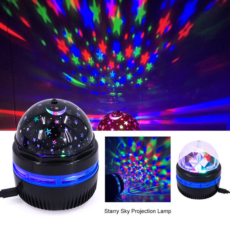 USB Galaxy estrelas projetor, céu estrelado projeção, luz noturna, girando bola mágica, luz do palco, lâmpada ambiente quarto, festa