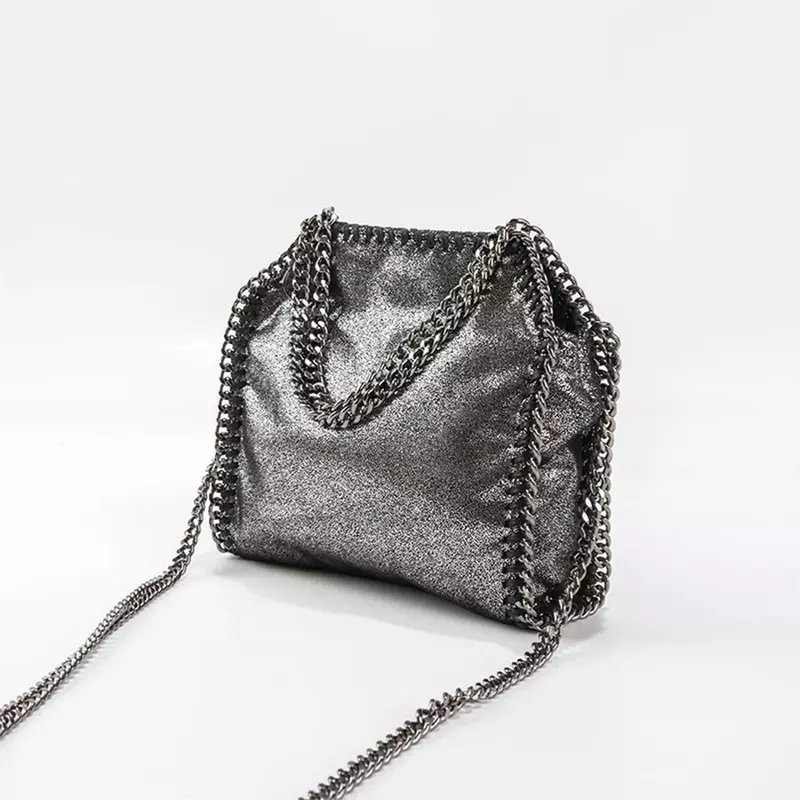 Women's Bag Metal Chain Small Square Crossbody Bags Trendy Snake Pattern Lady Messenger Phone Bag Females Handbags