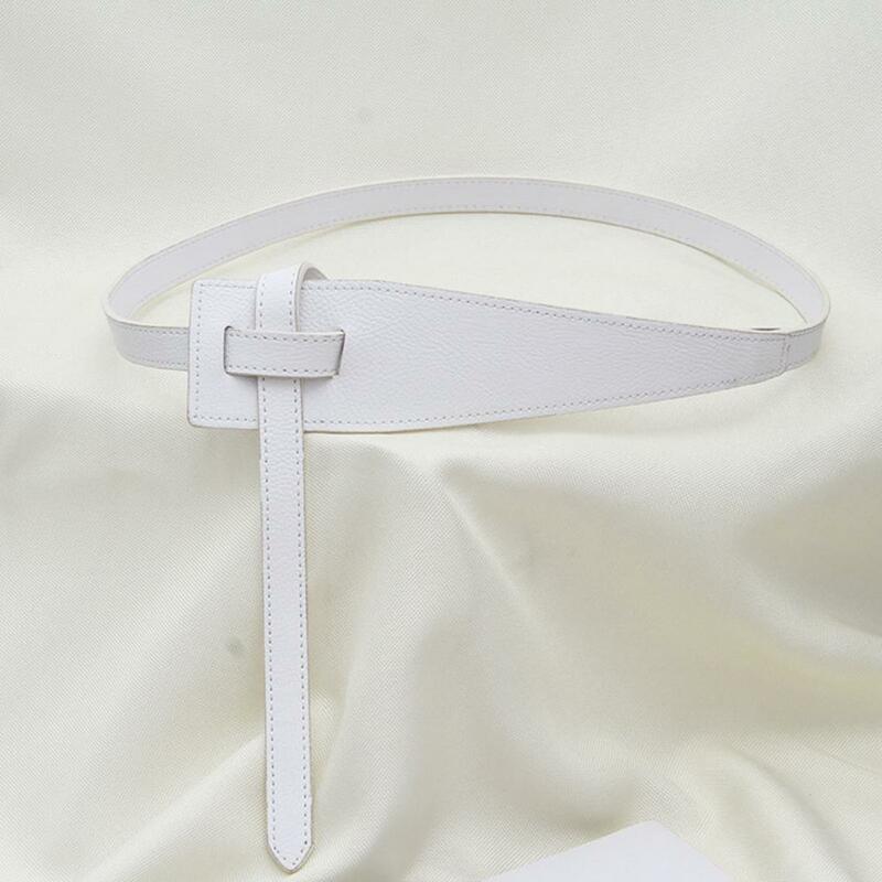 Damski elastyczny pas modny koreański styl damski Faux skórzany pasek nieregularny kształt regulowany węzeł długi na garnitur