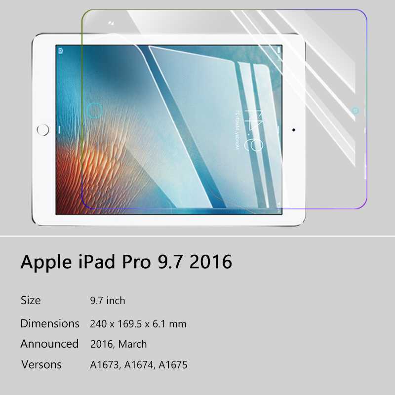(3 упаковки) Закаленное стекло для Apple iPad Pro 9,7 2016 A1673 A1674 A1675 Защитная пленка для экрана с защитой от царапин