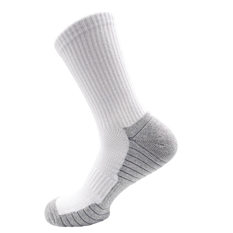 Chaussettes de sport longues et respirantes pour homme, lot de 1 paire, blanches/noires, grande taille 39-44