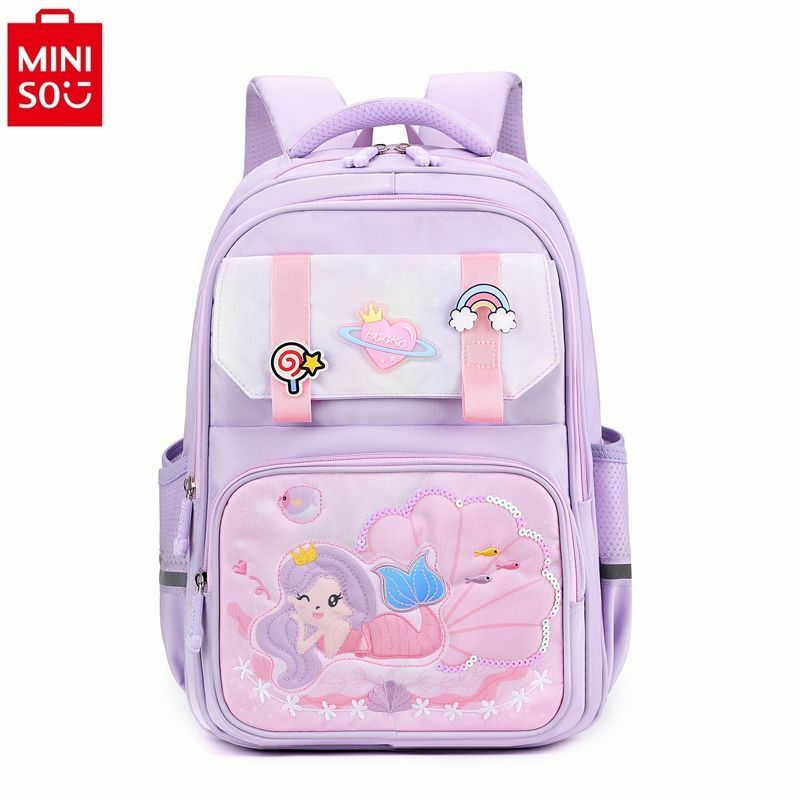 MINISO 2024 Disney Cute Cartoon Mermaid Kindergarten Large Capacity Children's Backpack.