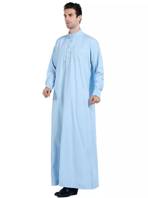 Muzułmańskie mężczyźni Jubba Thobe islamska odzież Ramadan męskie sukienka Abaya długa suknia saudyjski strój Musulman Caftan Jubah Dubai Arab