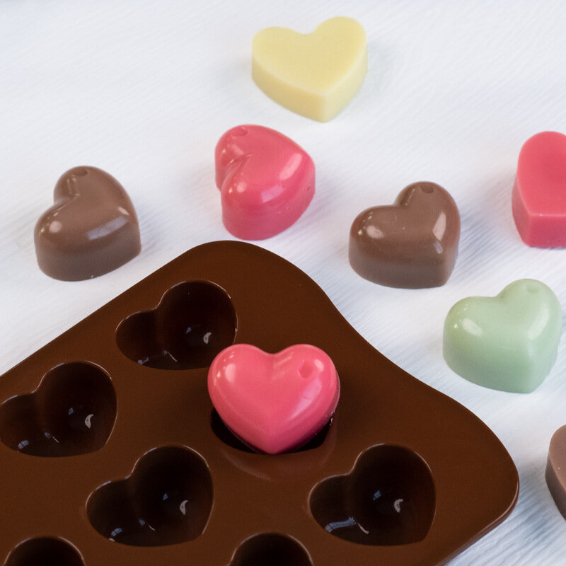 Cetakan cokelat silikon Cinta Multi ukuran Set memanggang Jelly permen hati cetakan kue es Set pembuat sabun lilin hadiah Hari Valentine