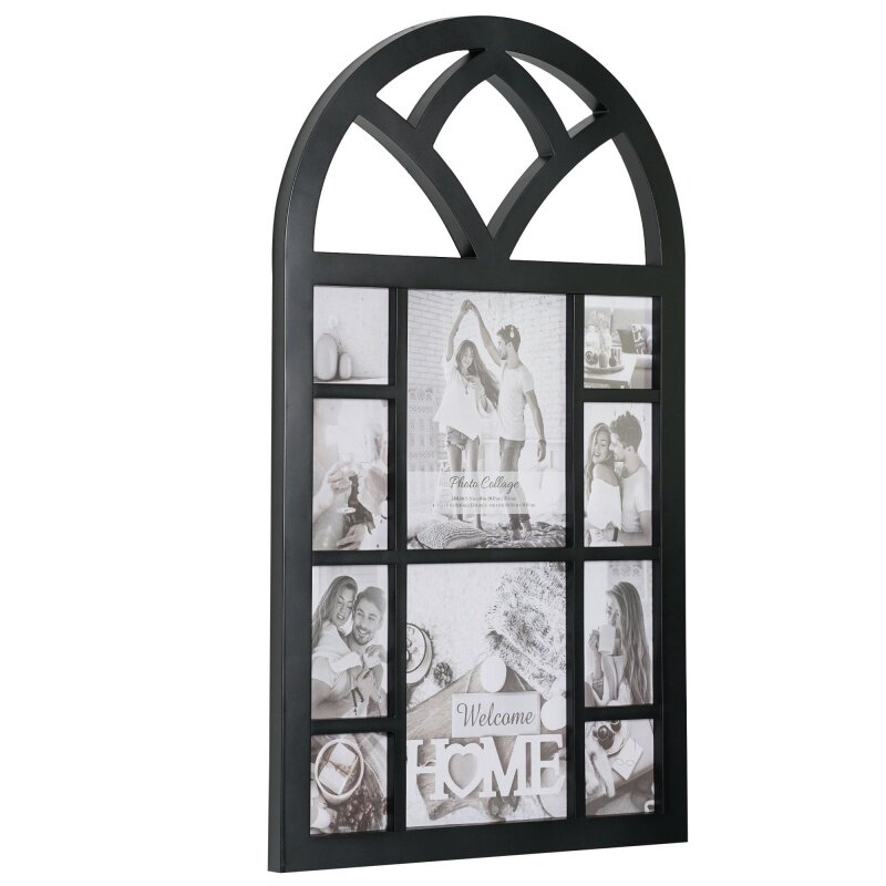 หอศิลป์คริสตัลสีดำบานหน้าต่างตัดปะติดผนังกรอบรูปโค้ง (2) 8 "x 10"; (4) 4 "x 6" และ (4) 4 "x 4" ภาพถ่าย