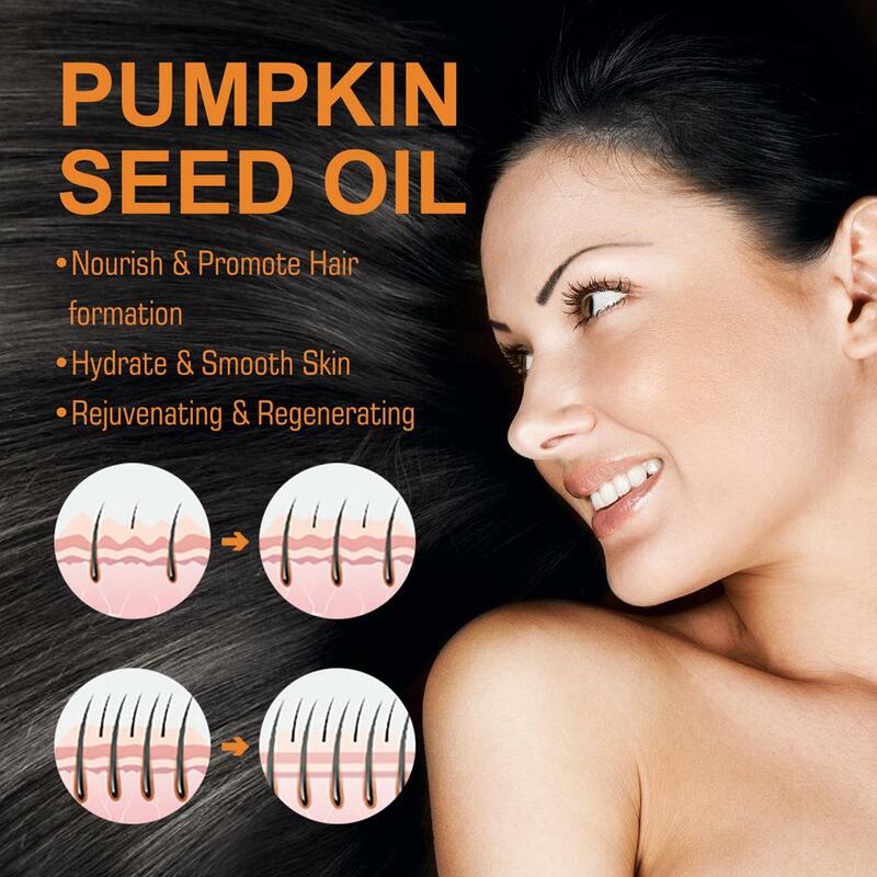 Óleo de semente de abóbora para cuidados capilares, óleo essencial para cabelos danificados reparados para nutrição do couro cabeludo, 60ml