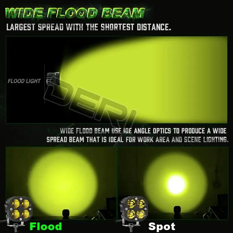 LED Driving Head Light, Flood Spot Beam, Fog Lamps, 3 polegadas, motocicleta, caminhão, 4X4, 4WD, trator, Off Road, branco, amarelo, âmbar, 12V, 24V