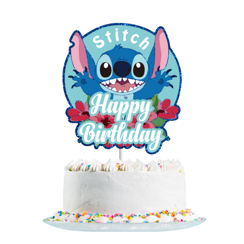 Rosa Lilo & Stich Kuchen Topper Mädchen Cartoon alles Gute zum Geburtstag Kuchen Dekor Party liefert für Kinder Geburtstag Baby Dusche Dekoration