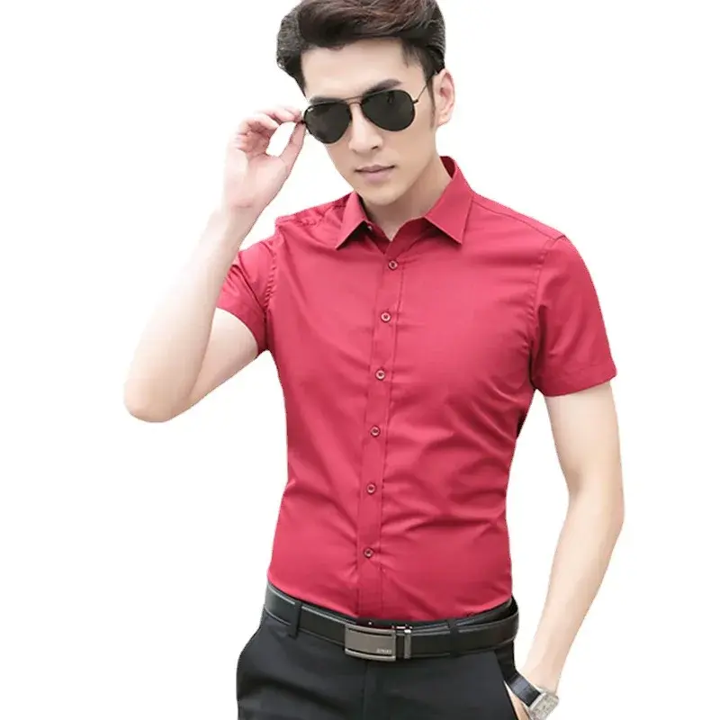 2024 High Quality Brand Men Casual Shirts Short Sleeve Slim Fit Dress Shirt Plus Size Clothing Business Clothes