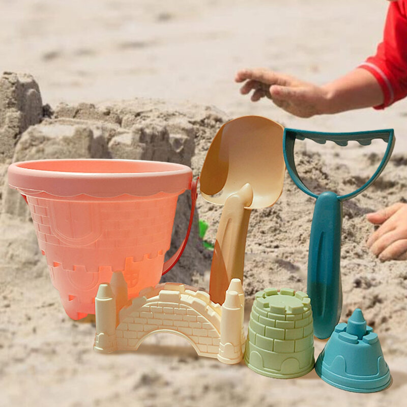 Beach Sensory ถังของเล่นชายหาดของเล่นแม่พิมพ์ปราสาททรายแม่พิมพ์6ชิ้นชุดของเล่นชายหาดทรายประกอบด้วยถัง
