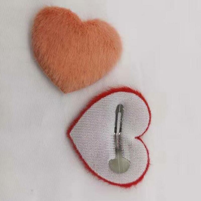 Love Heart Shape Children Hair Pin Winter Sweet Plush Faux Mink Fur Elegant Anti-slip Hair Accessories Side Hair Clip Headwear