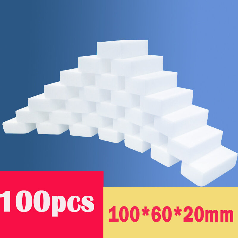 100 Stks/partij Magic Spons Gum Witte Melamine Spons Voor Afwassen Keuken Badkamer Kantoor Schoner Cleaning Tools 100*60*20Mm