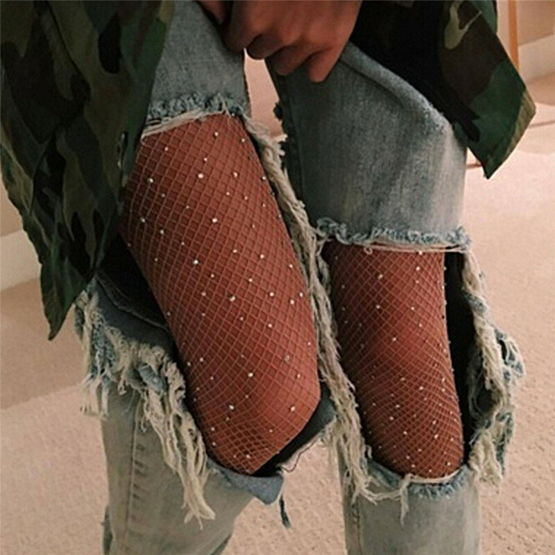 Donne Sexy Crystal Diamond Mesh pantaloni a rete calze a rete con diamanti collant calze a rete con strass calze firmate