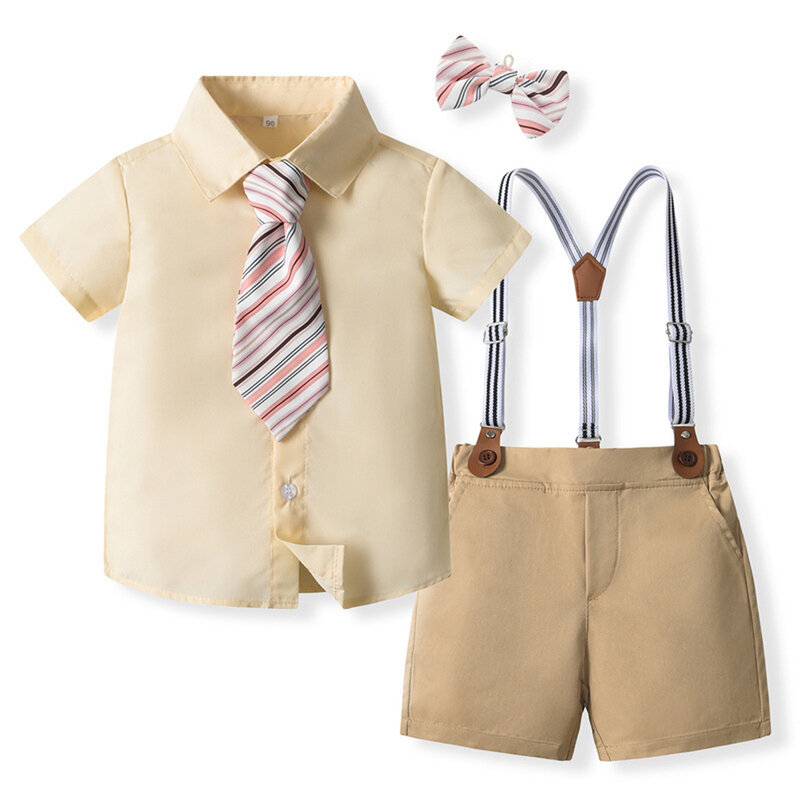 Kids Boys British Style Formal Suit Gentleman Outfit Formal Wedding Suits for Birthday Party Baptism Baby's Clothing Sets