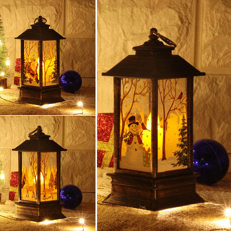 Boże narodzenie latarka LED Cose Xmas Santa Claus bałwan lampa ozdobna latarka ozdoby świeca do domu wesoły prezent stolik imprezowy