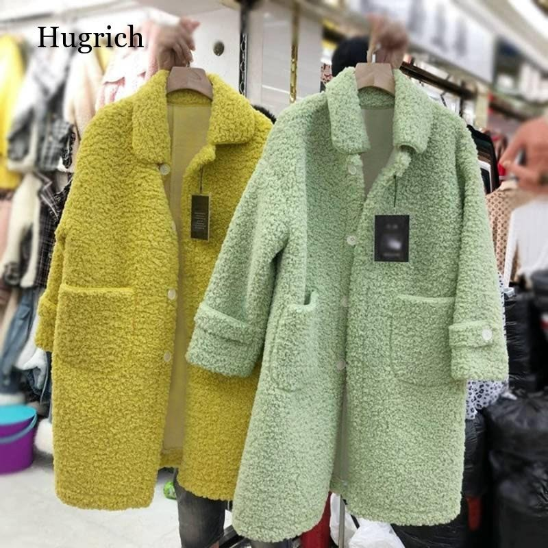 Jaqueta de imitação de cordeiro para mulheres, casaco de pele feminina, casaco de Hanbok fofo, inverno, 2022