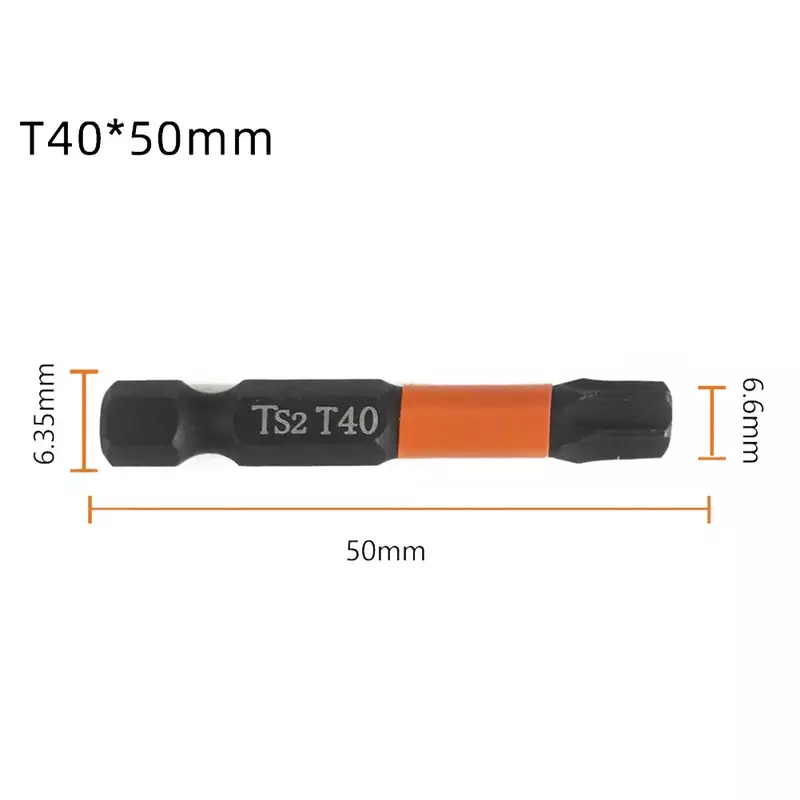 1 buah 50mm mata obeng baja Aloi 1/4 inci, kepala bor Hex magnetik mata obeng Torx T10/T15/T20/T25 // T30/T40