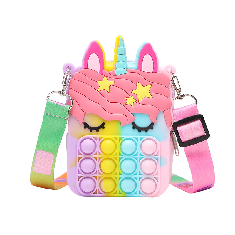 Fashion Fidget Toys Press Bag Unicorn Bag Rodent Control Pioneer Wallet Bag Coin Purse Diagonal Bag Silicone Bag For Girls Kids