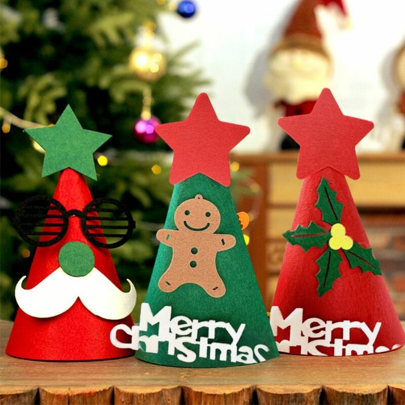 크리스마스 메리 크리스마스 모자, 축제 용품, 펠트 산타 클로스 파티 모자, 만화 동물 산타 클로스 모자, 가족