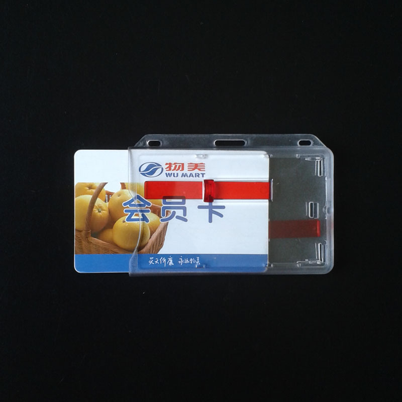 PC Work Card Cover Case, slot dupla face, titular do cartão Badge, Dual Sliding Strap Estilo, Working Permit Case, Passe do empregado