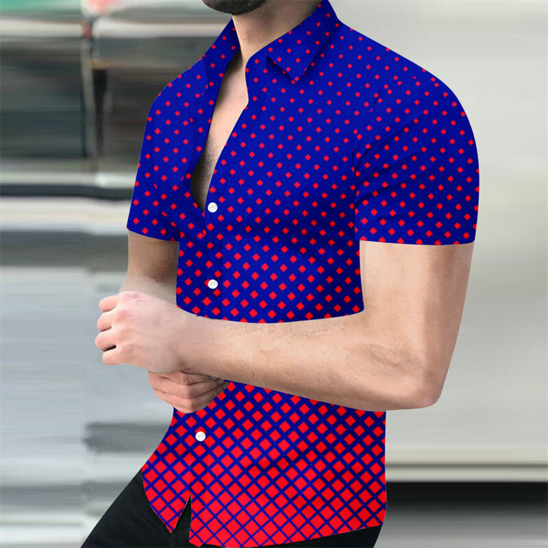 Новинка 2023, модная летняя рубашка с коротким рукавом, мужская рубашка для Гавайских отпусков и Повседневная рубашка с цифровым принтом