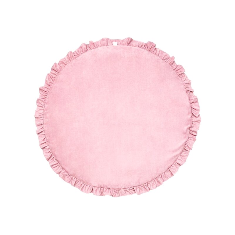 Newborn Baby Crawling Mat Kids Room Floor Rug Lace Solid Color Round Game Pad