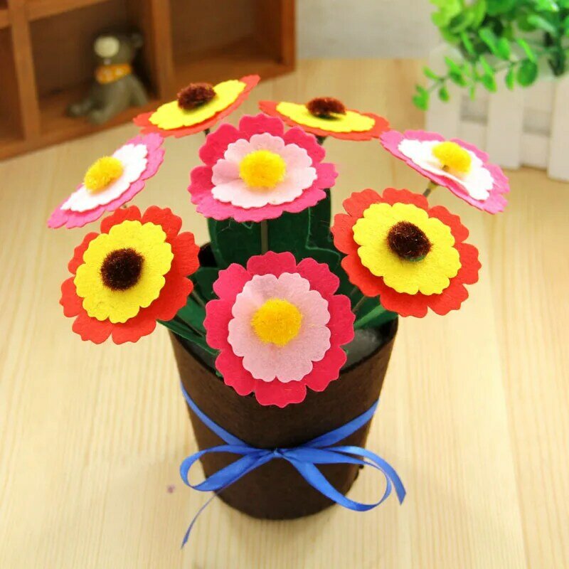 Artesanal Flor Fazendo Kit Crianças DIY Handmade Flower Pot Potted Plant Craft Brinquedos Montessori Ensino Aids Toy das crianças