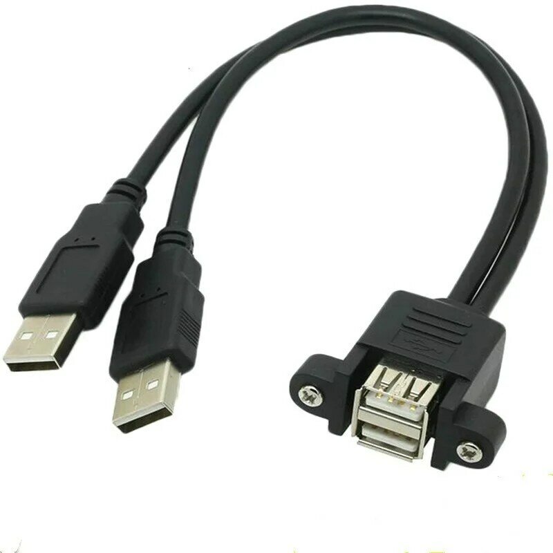Dual Port USB 2,0 EIN Mann Zum Weiblichen M/F Verlängerung Schraube Lock Panel Montieren Kabel 50cm 30cm 100cm