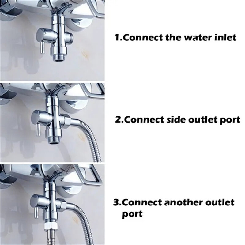 3 Way Switch ก๊อกน้ำ1/2วาล์วอะแดปเตอร์ฝักบัววาล์ว Diverter ก๊อกน้ำในห้องน้ำก๊อกน้ำฝักบัวขั้วต่อขั้วแยกอุปกรณ์ห้องน้ำ
