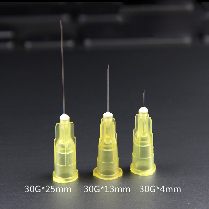 100 buah, 30G * 4mm, 30G * 13mm, 30G * 25mm, alat bedah jarum steril kosmetik injeksi micro-plastik