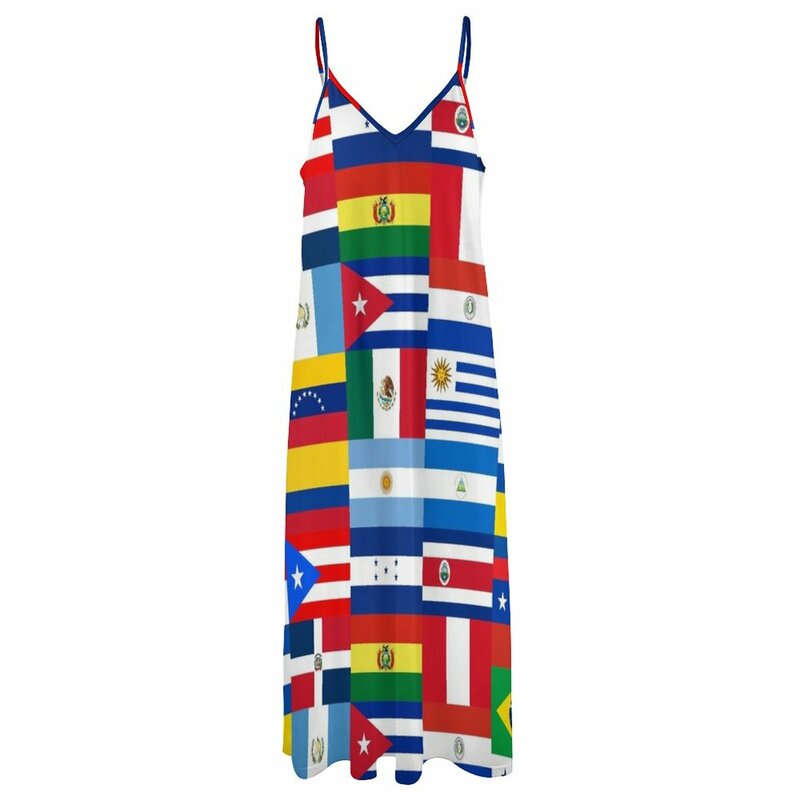 Flaggen von Latein amerika ärmelloses Kleid Damen kleider Frauen Party kleider lange Kleider