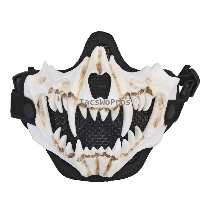 Máscaras táticas de malha de aço Paintball CS Wargame Cosplay Adereços de Halloween Máscara de Caveira de Camada Dupla Caça Airsoft Máscara de Meia Face