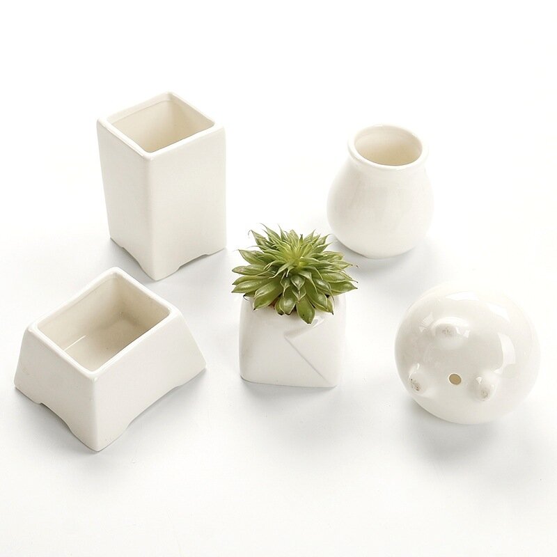 Ceramic Planter Mini Flower Containers Hole for Succulents or Cactus -Large/Small