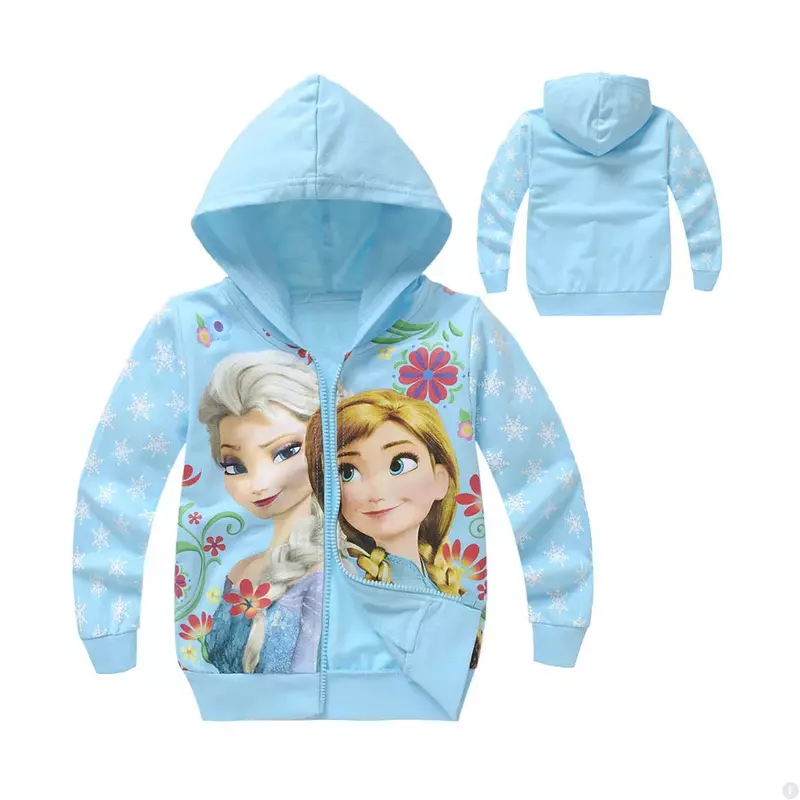 Hoodie Gambar Cetak Frozen Anna Elsa Sweatshirt Anak Perempuan Bayi Jaket Baju Anak-anak Lengan Panjang Luaran Bertudung Anak-anak Musim Semi Musim Gugur