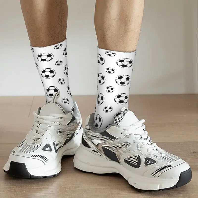 Soccer Pattern Socks para Unisex, bolas de futebol, futebol, novidade, Street Style, tubo médio, moda unisex