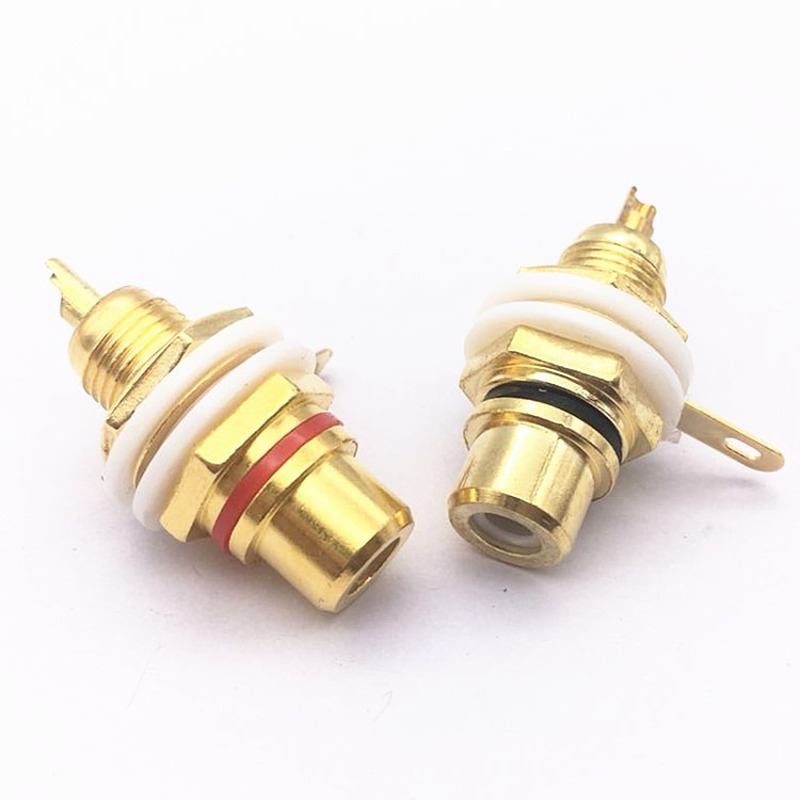 1 Pair Audio Connector Gold Plated RCA Jack Panel Mount Chassis Audio Socket Plug Bulkhead NUT Solder Cup Video Music Speaker L1