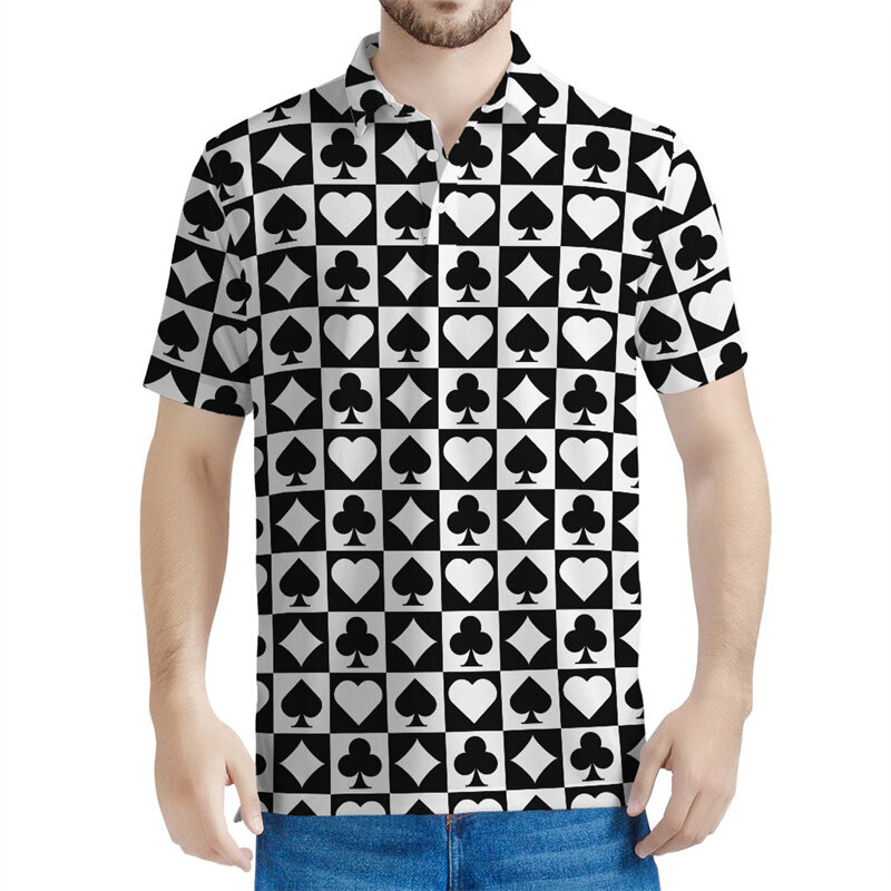 Retro Playing Cards Graphic Polo Shirt Men 3d Printed Poker T-shirt Women Tops Summer Short Sleeves Casual Loose Tee Shirts