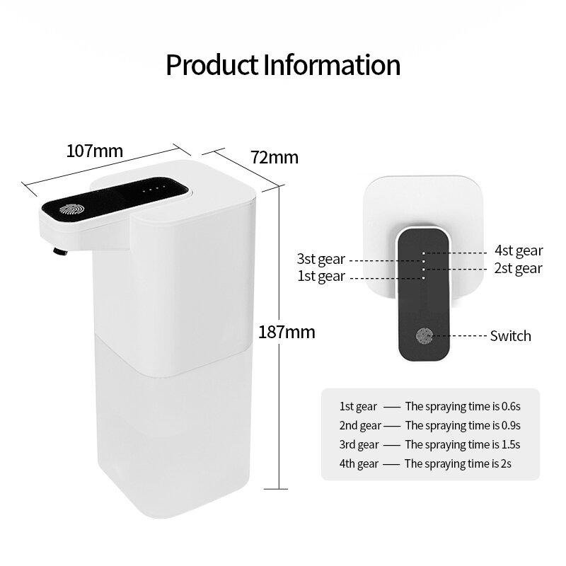 Hand Wash Liquid Soap Automatic Foam Machine Smart Hand Washing Easy To Use Dispenser Alcohol Spray For Restroom Office Cleaning
