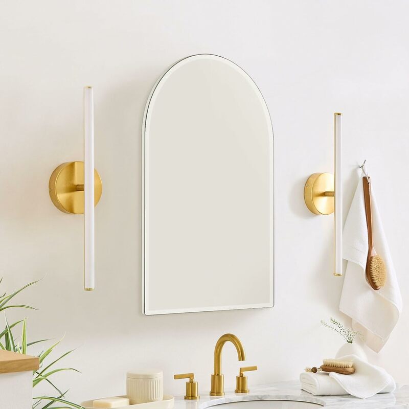 Botiquín de arco blanco sin marco con receso de espejo y gabinete de montaje en superficie con espejo para baño, 30 "H x 20" W