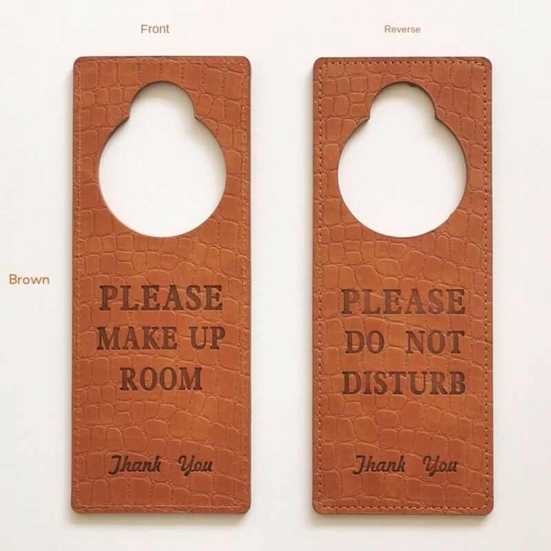 Double Sided Door Hanger Tags Tips Tag PU Do Not Disturb Signs Make up Room Hotel Bulletin Board